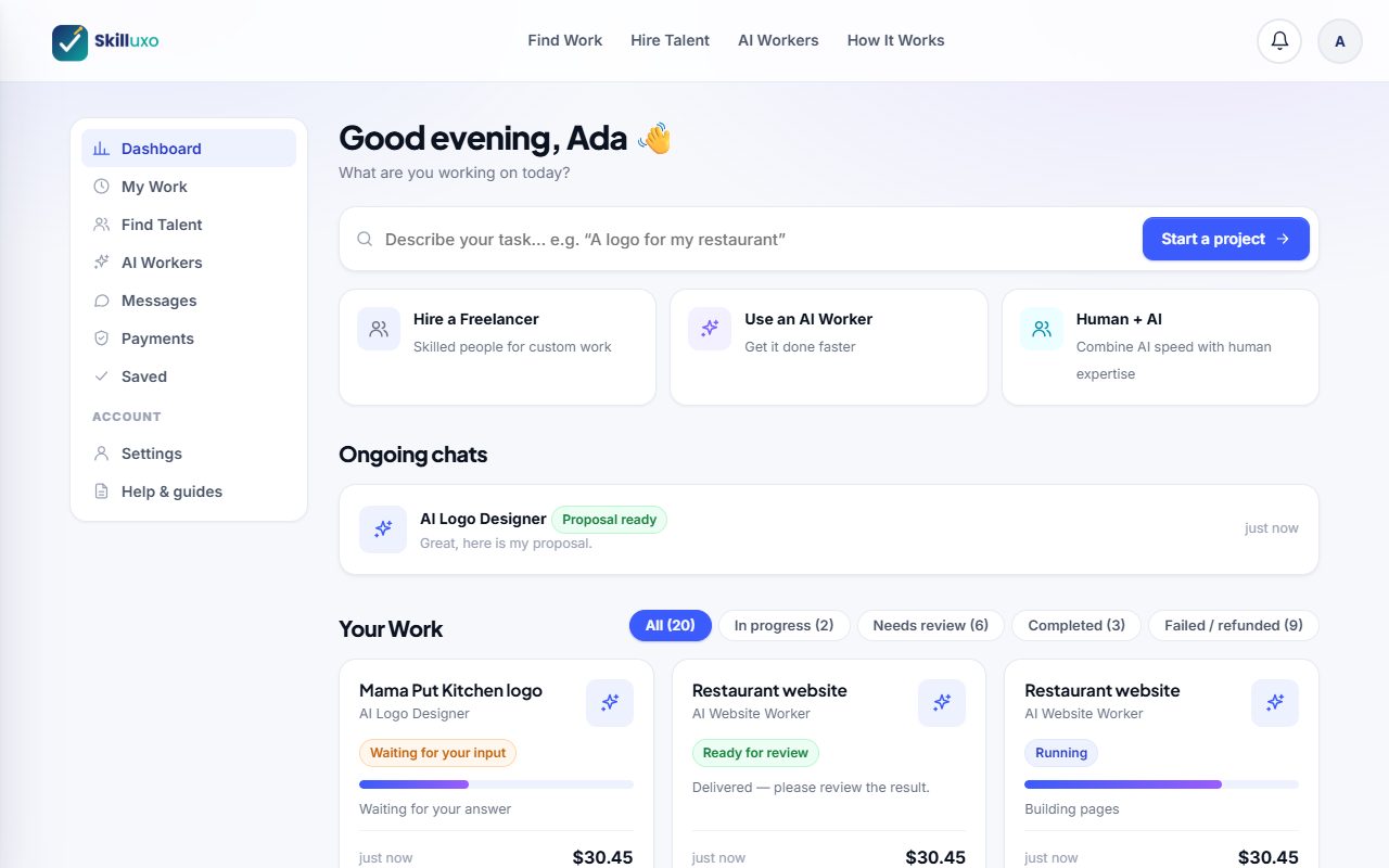 The My Work dashboard